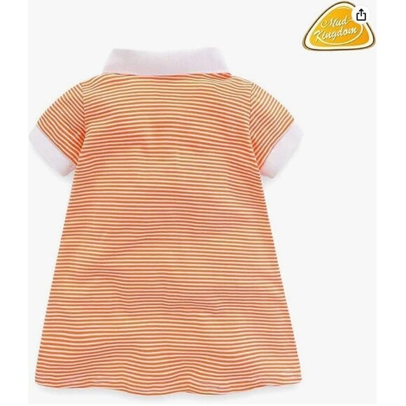 NWT Mud Kingdom Orange & White Stripe Polo Dress - Picture 7 of 12